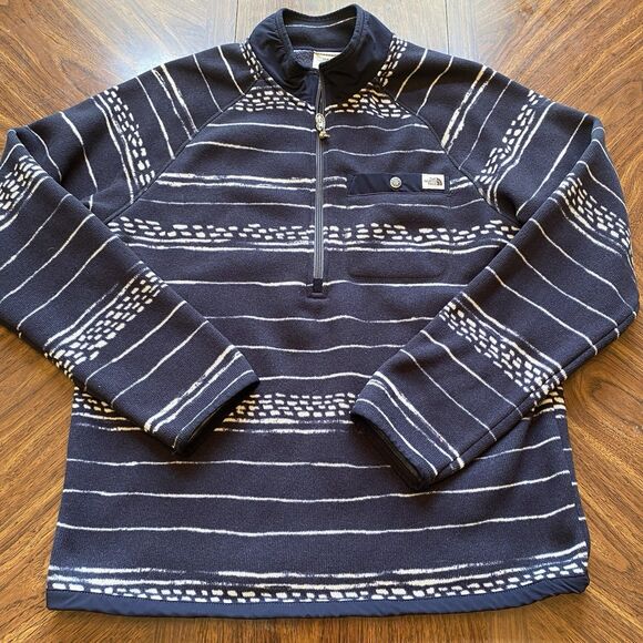 The North Face Sweater Mens Large Blue Gordon Lyons Novelty 1/4 Zip Fleece - Picture 1 of 8